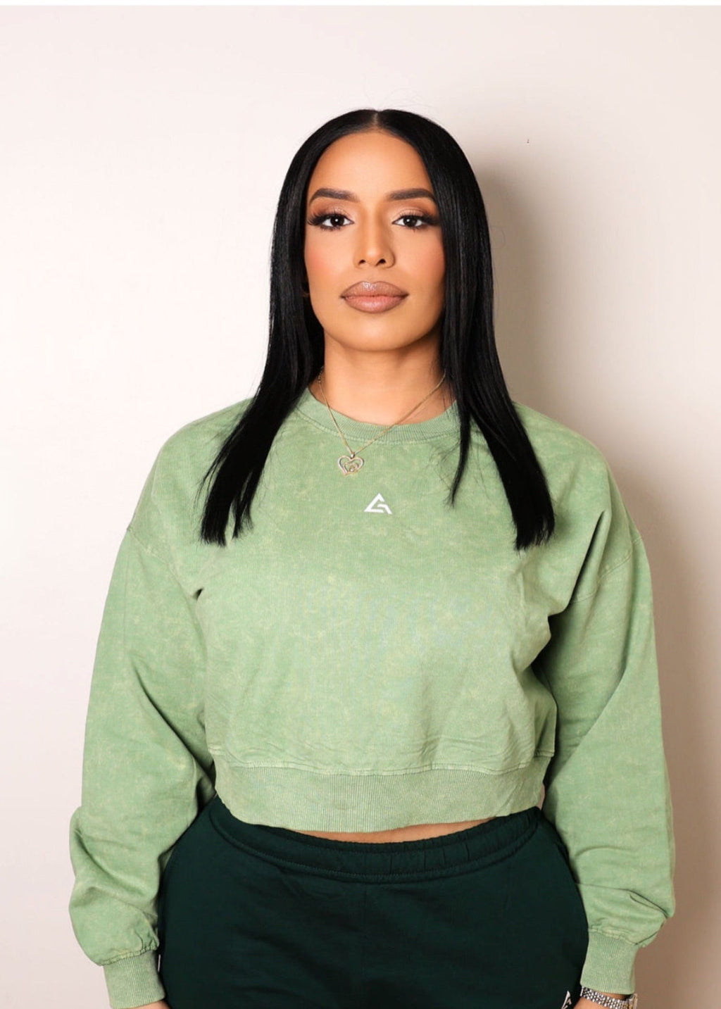 TRAINING CROPPED SWEATER - GREEN