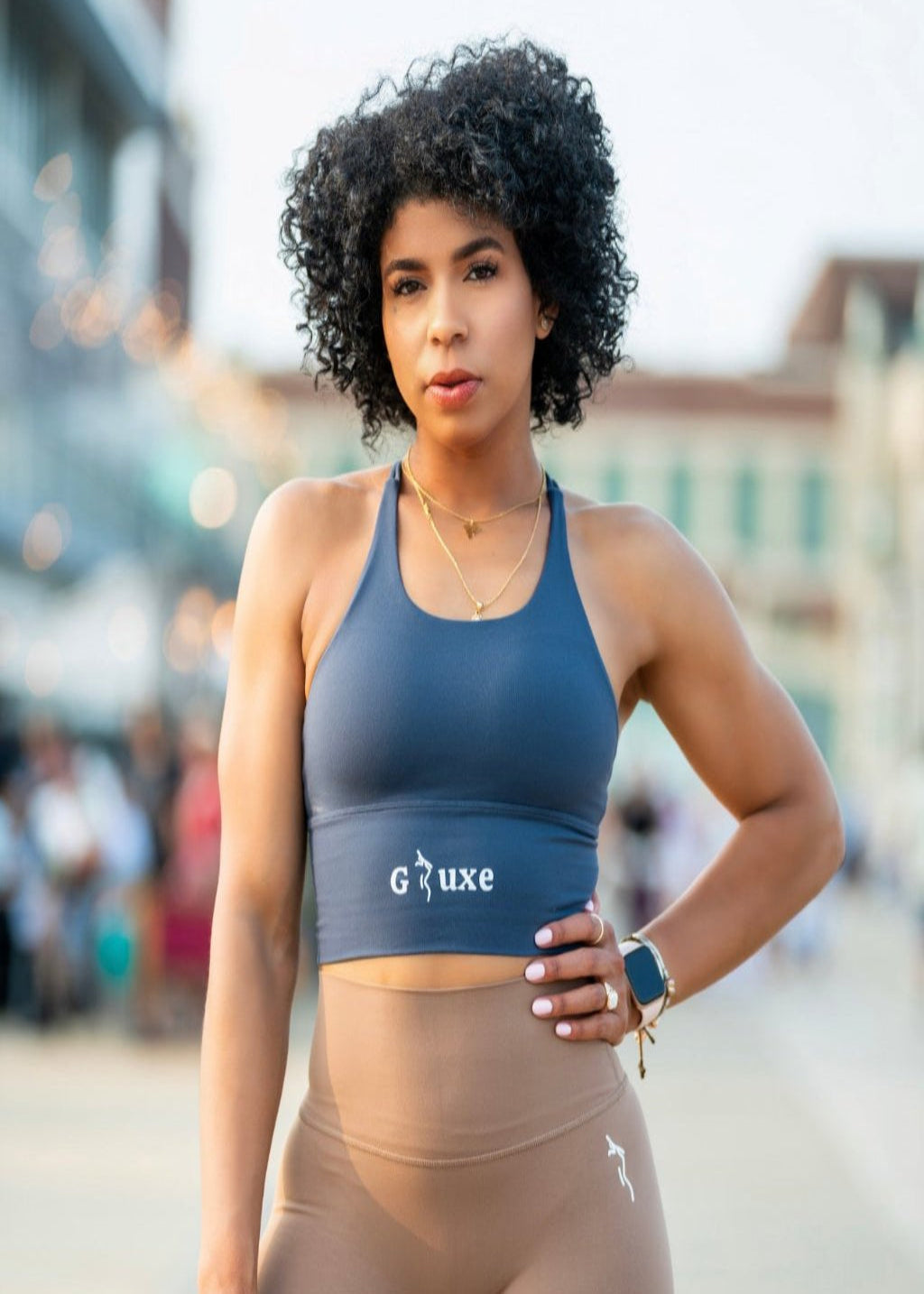 CROSS BACK SPORTS BRA - SOFT NAVY