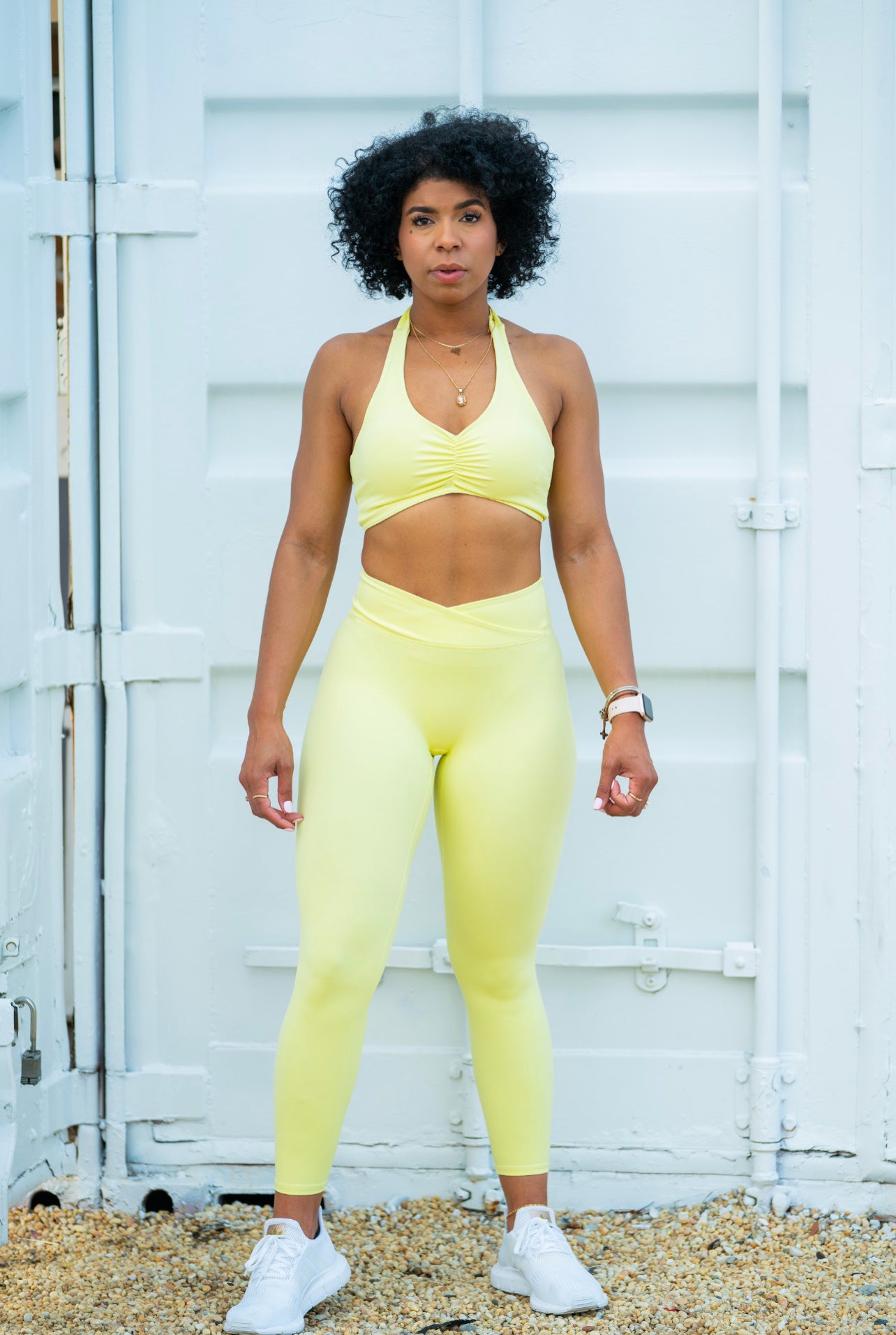 V-WAIST SCRUNCH LEGGINGS SET - PINEAPPLE