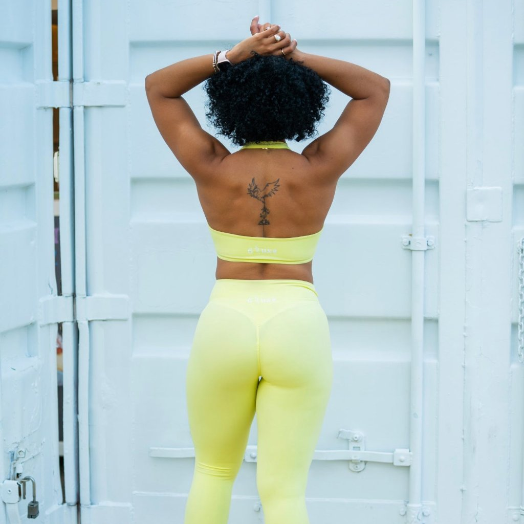 V-WAIST SCRUNCH LEGGINGS SET - PINEAPPLE