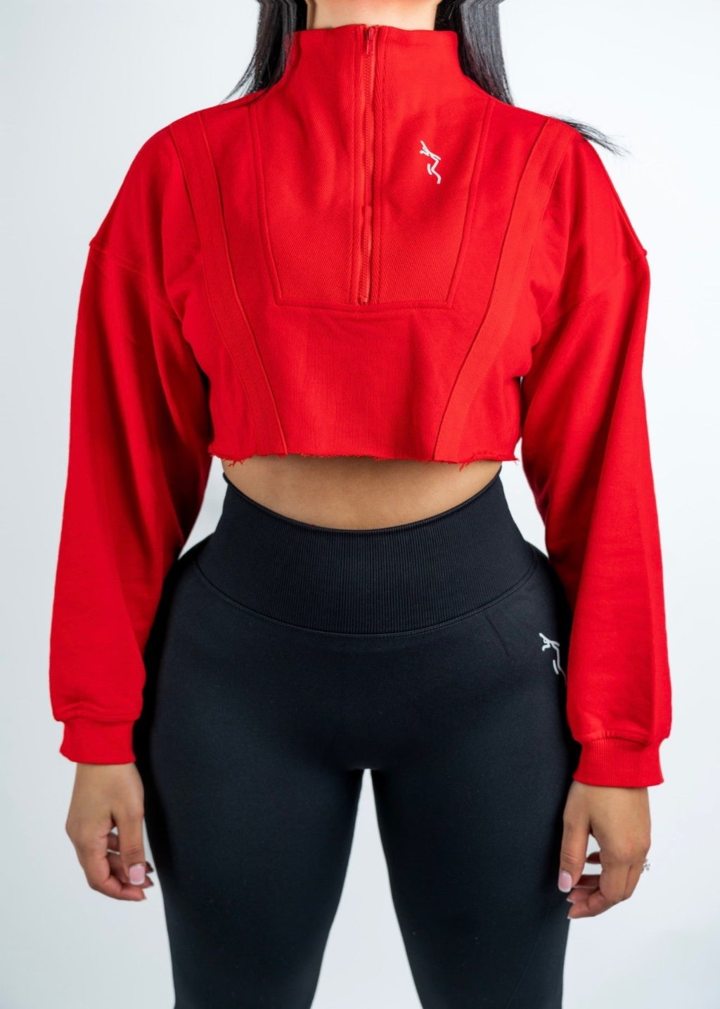 LONG SLEEVE CROP TOP - RED