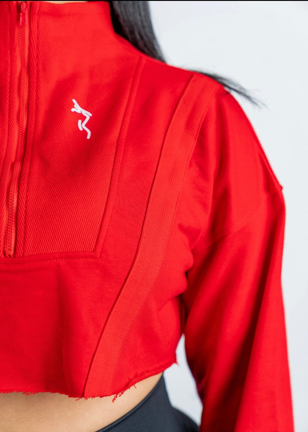 LONG SLEEVE CROP TOP - RED