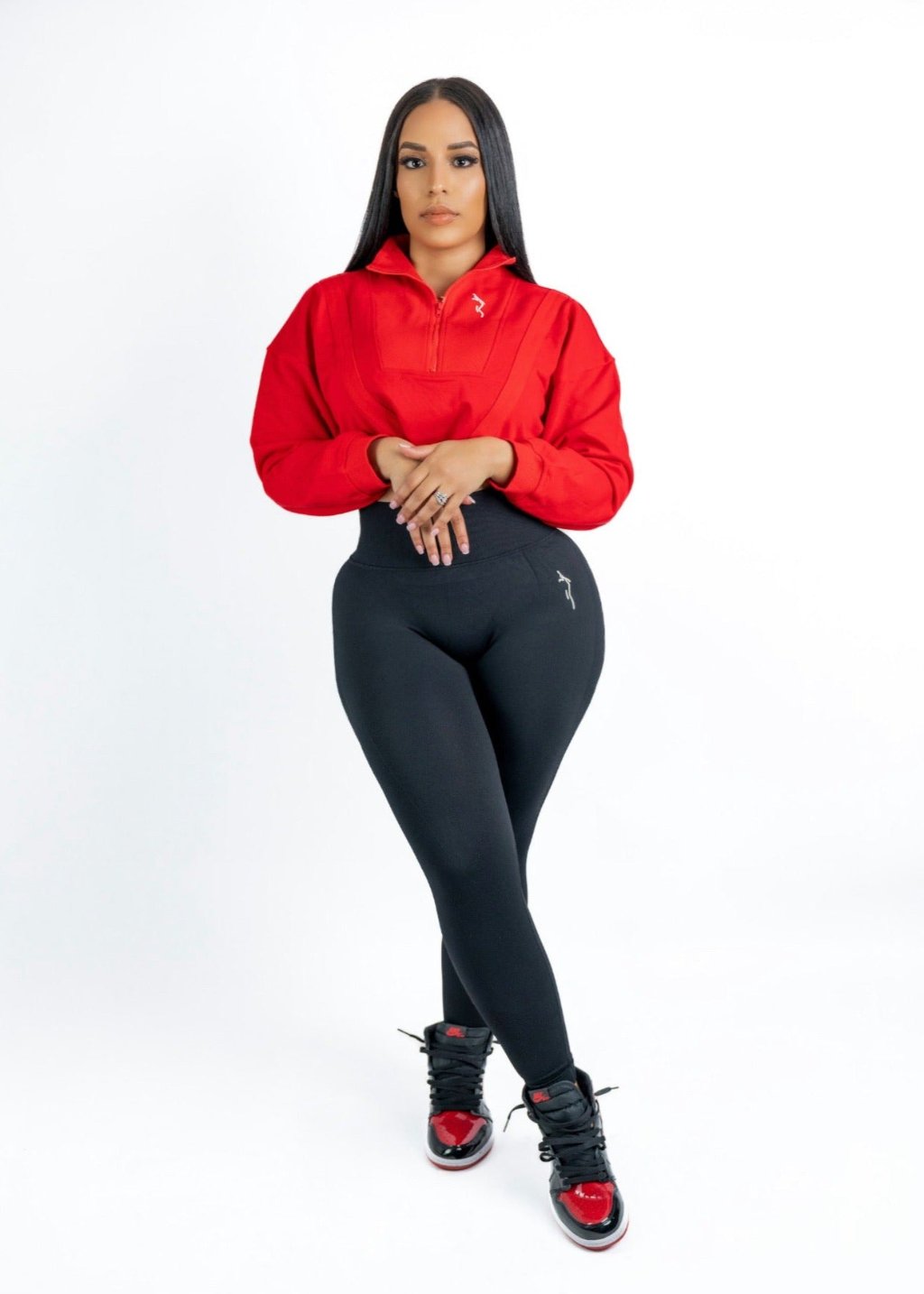 LONG SLEEVE CROP TOP - RED